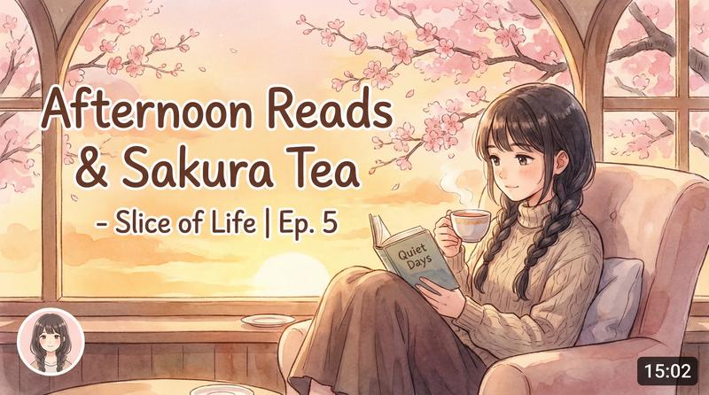 国产日常动漫-午后阅读与樱花茶-生活动漫